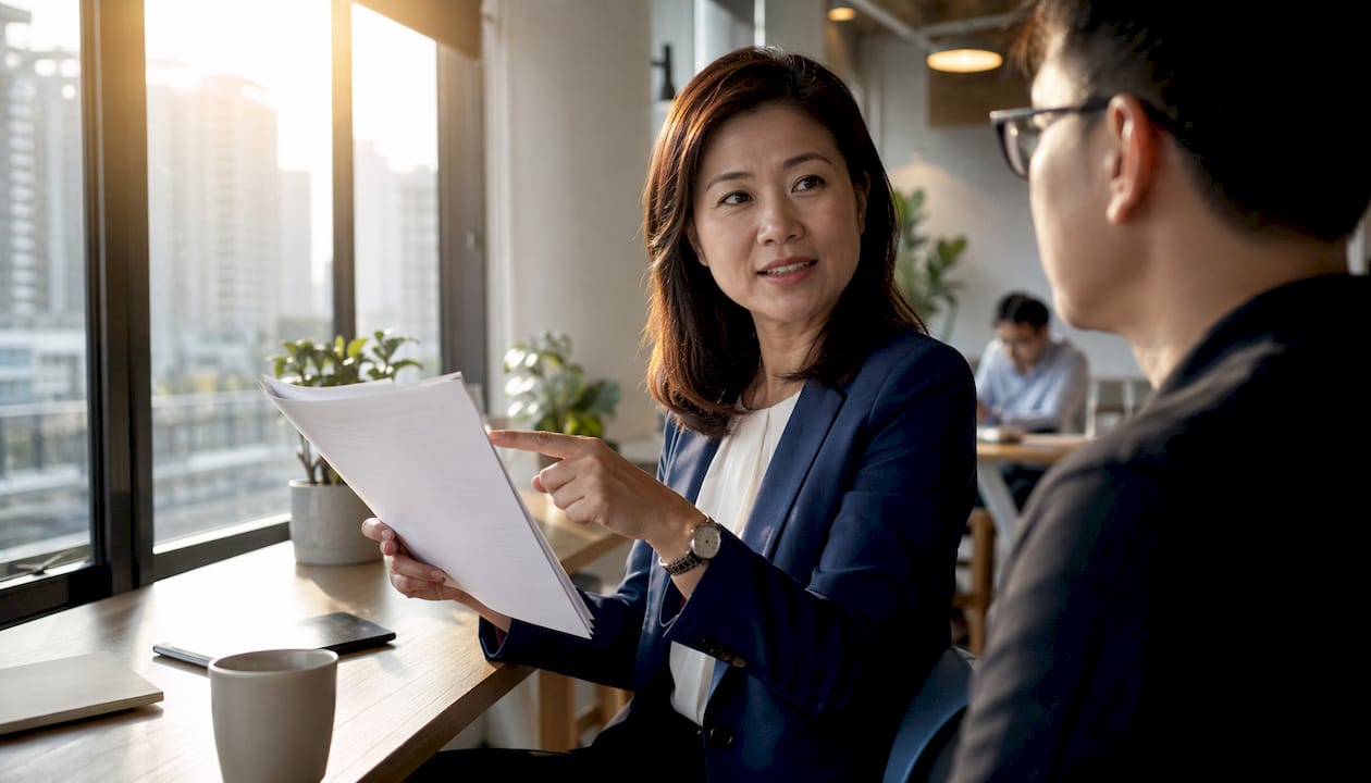 Businesswoman reviewing shadow IT risk report
